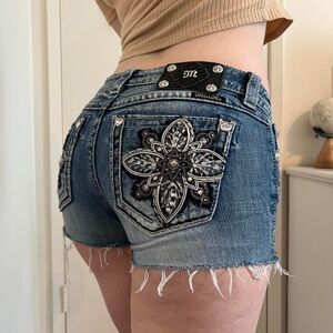 Miss Me Low Rise Rhinestone Shorts